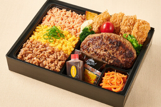 福よしの三色そぼろはんばーぐ＆ロースカツ弁当