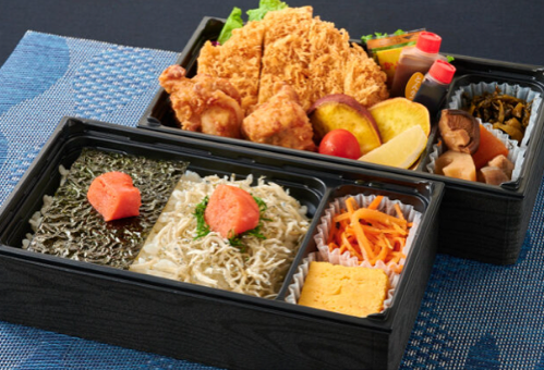 博多明太のり弁＆じゃこしそ明太ごはんと唐揚げ＆とんかつ二段御膳